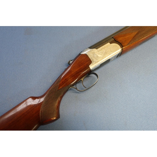 605 - Lanber 12B over and under shotgun, with 27 1/2 inch barrels with top vented rib, single trigger acti... 