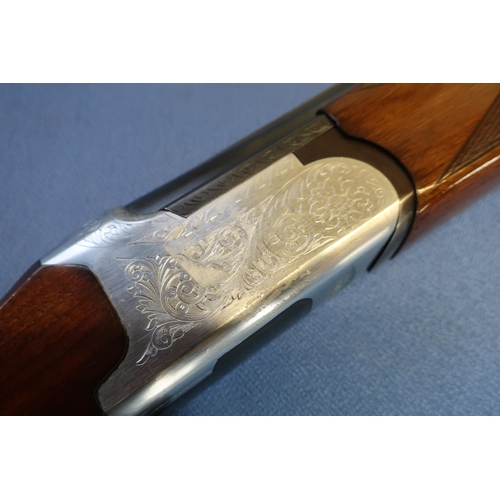 605 - Lanber 12B over and under shotgun, with 27 1/2 inch barrels with top vented rib, single trigger acti... 