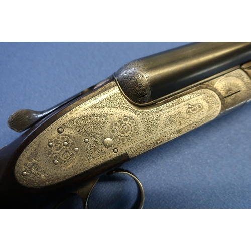 651 - Aya no. 1 12B side by side sidelock ejector shotgun, 26 inch barrels, choke IC and 1/2, with 2 3/4 i... 