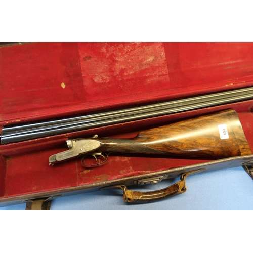 653 - Cased William Powell & Son 12B side by side sidelock ejector shotgun with 30 inch barrels, choke CYC... 