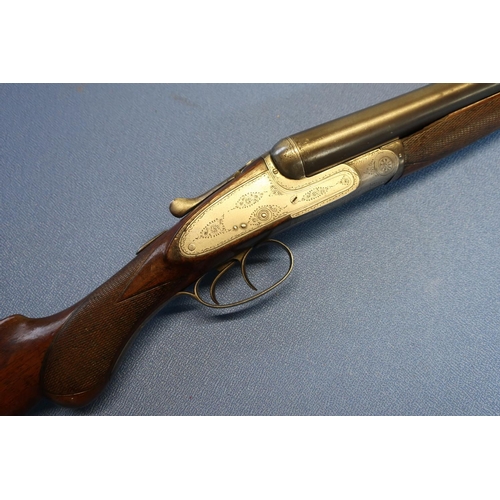 657 - Midland Gun Co 12B side by side sidelock shotgun, with 30 inch barrels, 14 1/2 inch semi pistol grip... 