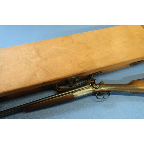 698 - Cased Harrods Ltd of London .410 side by side hammer gun with 27 inch barrels and 14 1/4 inch straig... 