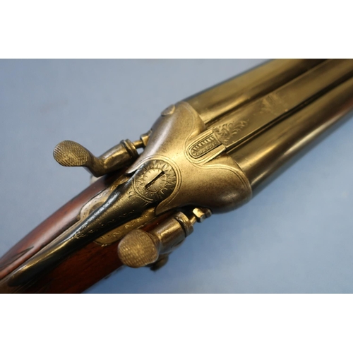 699 - Fletcher & Son of Gloucester 28B hammer gun with bar in action and 30 inch resleeved barrels, with 2... 