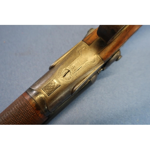 699 - Fletcher & Son of Gloucester 28B hammer gun with bar in action and 30 inch resleeved barrels, with 2... 