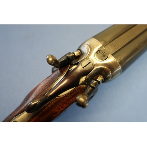 709 - Belgium Theate Freres 28B side by side hammer gun, the top rib with silver inlay 'Aco Fino', with 28... 