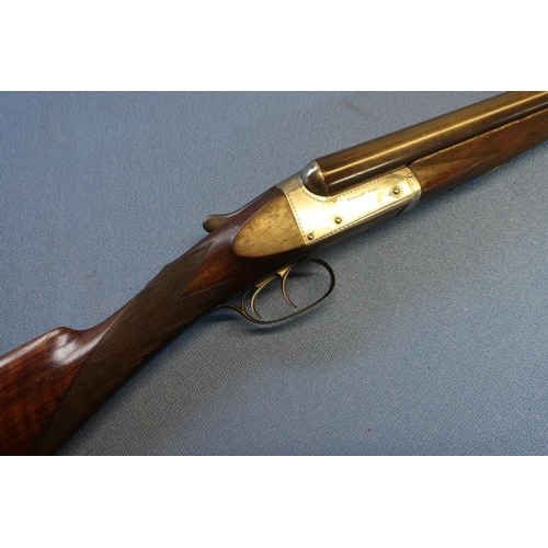 713 - William Ford 16B side by side ejector shotgun, with 26 1/4 inch barrels, 2 3/4 inch chambers, choke ... 