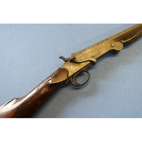 722 - Belgian side lever opening .410 single barrelled shotgun with 26 inch first stage octagonal barrel, ... 