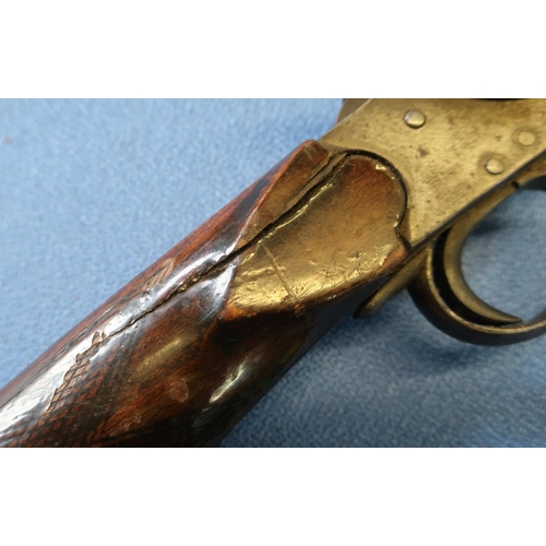 722 - Belgian side lever opening .410 single barrelled shotgun with 26 inch first stage octagonal barrel, ... 