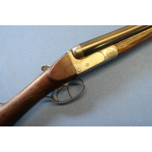 739 - Belgian 12 bore side by side shotgun with 30 inch barrels and 13 3/4 inch stock, serial number 8398 ... 