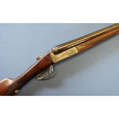 741 - Ugartechea 12 bore side by side shotgun with 28 inch barrels, choke 1/4 & Full, with 14 1/2 in strai... 