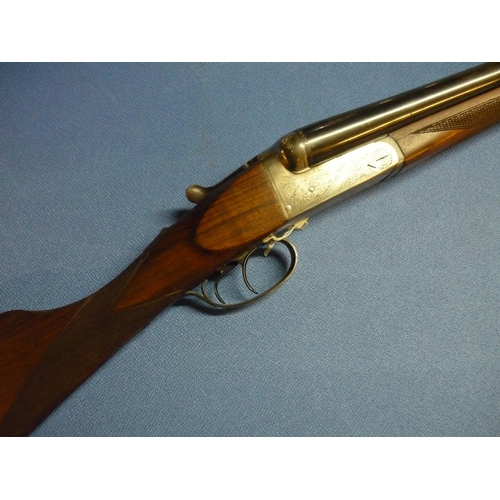 655 - Denton & Kennell 12 bore side by side shotgun with 26 3/4 inch barrels and 14 5/8 inch straight thro... 