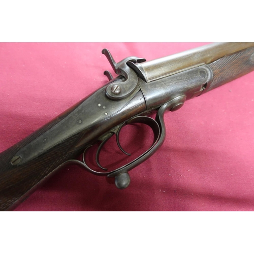 184 - H. Holland 12 bore pinfire underlever side by side shotgun with 27 1/2 inch barrels, the 14 3/4 inch... 