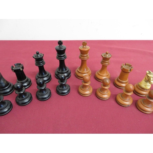 417 - Mahogany cased Staunton chessman set (British Chess Company), the box with paper trade label to the ... 