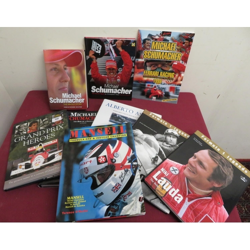 508 - Collection of books relating to Ferrari F1 teams and drivers including Schumacher, Ascari, Mansell, ... 