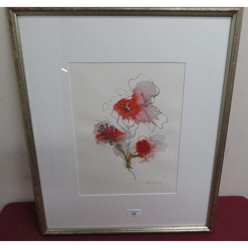 71 - Judith Brown (American 1931-1990): Flower Study 2 , ink and watercolour wash, signed and dated 90, (... 