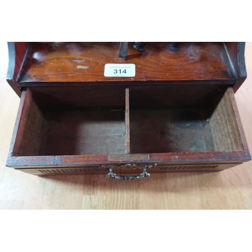 13 - Edwardian walnut pipe rack, raised back with single drawer with brass handle (H30cm x W23cm x D12cm)... 