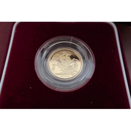 17 - QEll UK Royal Mint gold proof half Sovereign 2004, in plastic case, display case and box with COA No... 
