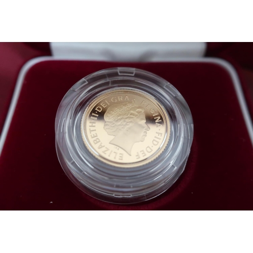 17 - QEll UK Royal Mint gold proof half Sovereign 2004, in plastic case, display case and box with COA No... 