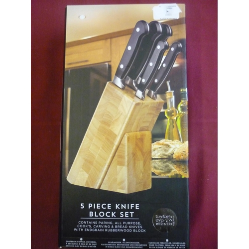 122 - Boxed as new Taylor Eyewitness five piece knife block set