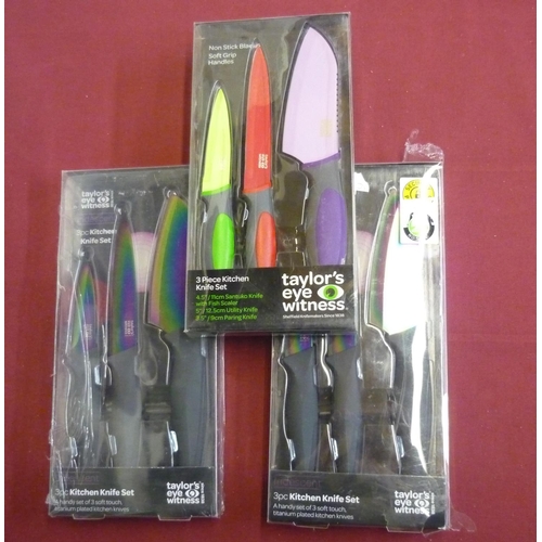 128 - As new Taylor Eyewitness three piece knife set