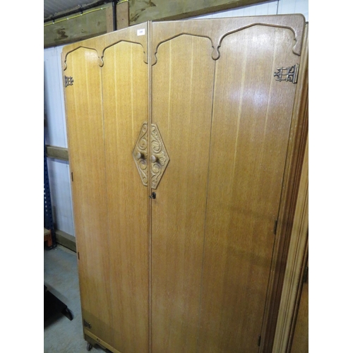 248 - Austinsuite 1960's gentleman's oak wardrobe, with part fitted interior, and a similar ladies wardrob... 