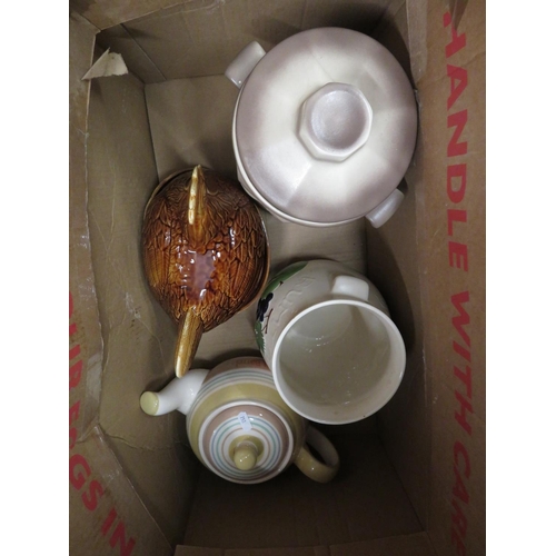 258 - Collection of various Rumtopf, a egg on nest tureen and cover, large Ringtons biscuit barrel in the ... 