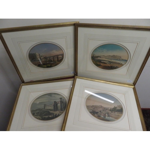 54 - Set of four colour prints of Scarborough, North Gate of Castle, View from the Sands & Esplanade etc,... 