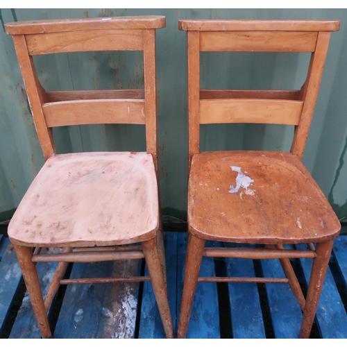 98 - Pair of light wood chapel type chairs (2)