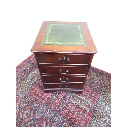 184 - Quality modern mahogany office style chest of two drawers above filing drawer, with inset leather to... 