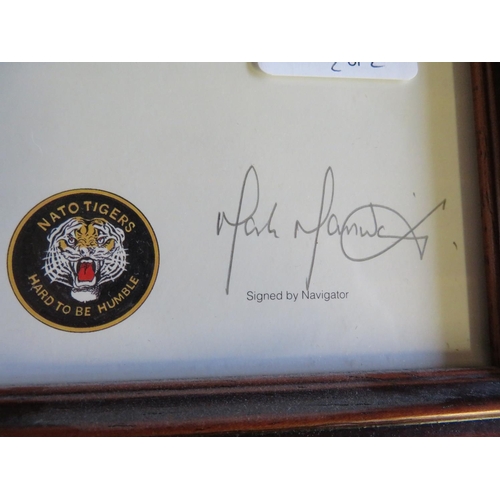 40 - Two framed prints of Phantom aircraft, one of 64 squadron, signed by the 1990 F4 display crew, featu... 