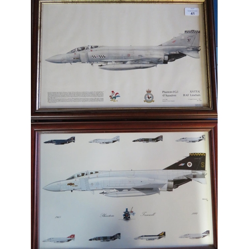 41 - Framed print of Phantom Aircraft Squadron 43, and a framed Phantom Farewell print by S Black no. 1/9... 