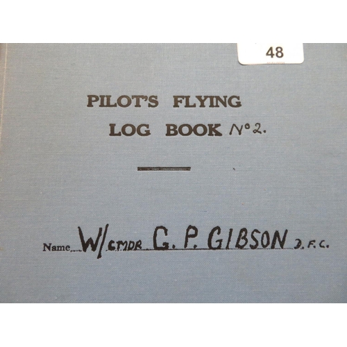 48 - Facsimile copy of pilots flying logbook for Wing Commander Guy Gibson DFC, including details of the ... 