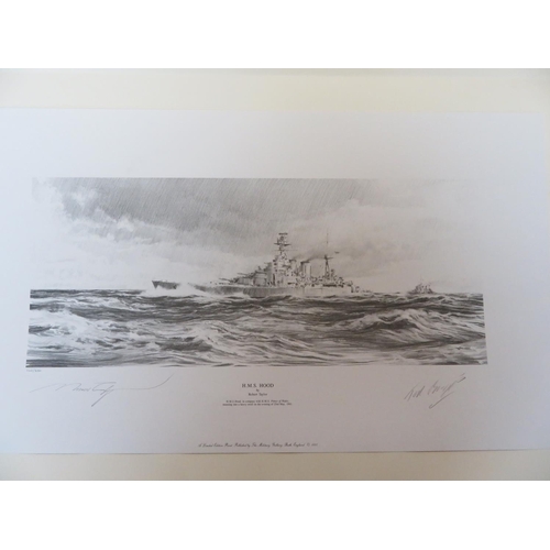 51 - Robert Taylor, HMS Hood, ltd. ed. print of pencil sketch 240/250, signed by the artist and Ted Brigg... 