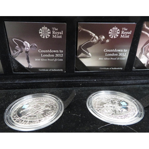 1 - Royal Mint Countdown to London 2012 Olympic Games Silver Proof £5 four coin set, in original box