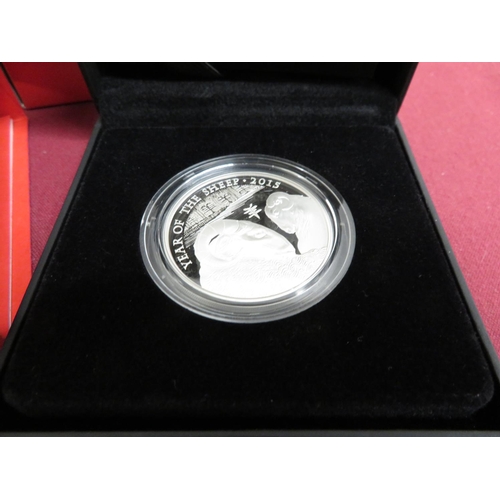 16 - Royal Mint 2014 Lunar Year of the Horse and 2015 Lunar Year of the Sheep, UK One Ounce Silver Proof ... 