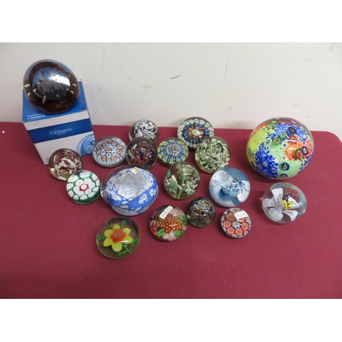 223 - Caithness paperweight (boxed) and millefleur paperweights (18)