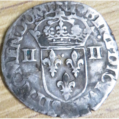 318 - Hammered Henri III of France 1/4 Ecu coin (1574-1589)