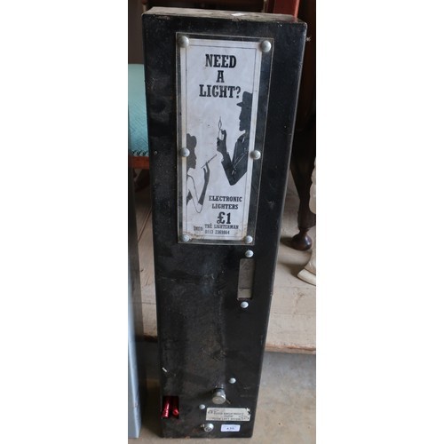 363 - Black metal wall mounted dispenser for cigarette lighters (9cm x 82cm x 11cm)