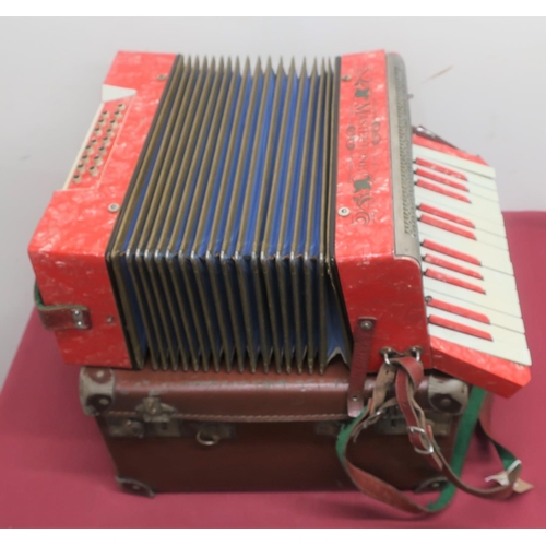 337 - Mastertone 25 key piano accordion in brown case