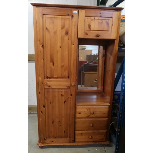 273 - St. Michael pine combination wardrobe with single door and mirror above three drawers (W105cm x H186... 