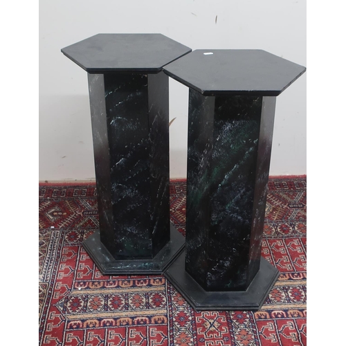 328 - Pair of octagonal painted marble effect pedestals (W36cm x H65cm) (2)