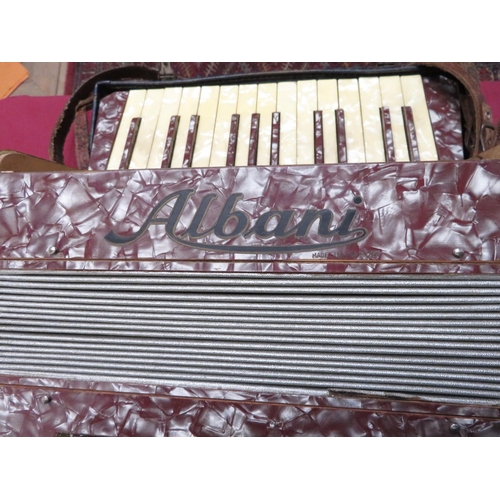 336 - Albani 25 key piano accordion with leather straps in blue case