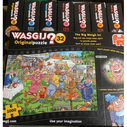 385 - Collection of Wasgij Back to, What if & Mystery 1000pce jigsaw puzzles unopened, not checked for com... 