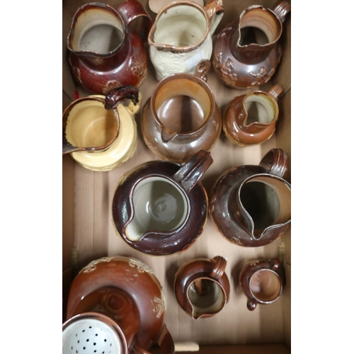 398 - Doulton Lambeth glazed stoneware jug applied hunting scenes, silver rim stamped Sterling H18cm, ten ... 