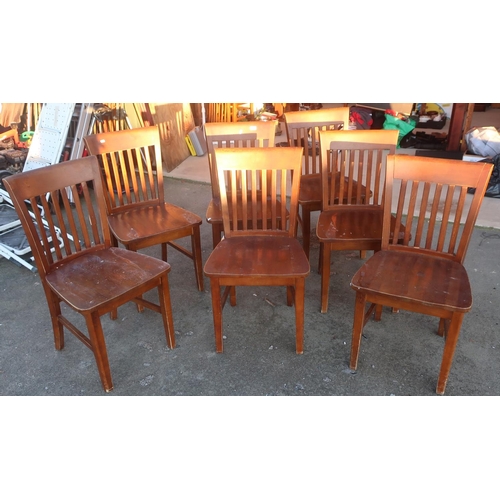 177 - Set of nine Andy Thornton café style solid seat dining chairs