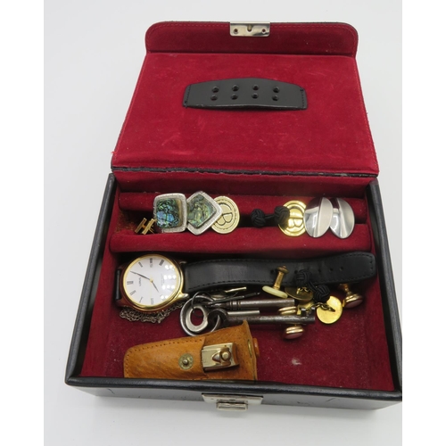 431 - Lorus quartz wrist watch, seven various pairs of gent's cufflinks, St. Christopher medallion etc in ... 