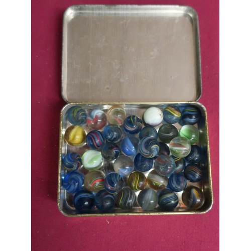 375 - Collection of vintage marbles, approx. 38 in J & F Bell Tobacco tin