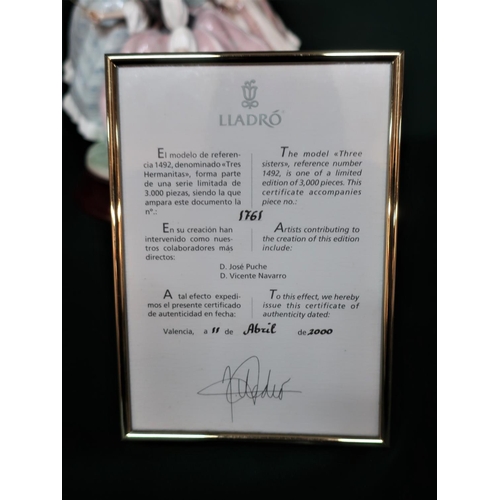 32 - Lladro figurine 1492 “Three Sisters” Limited Edition Number 1761/3000, in original box with signed a... 