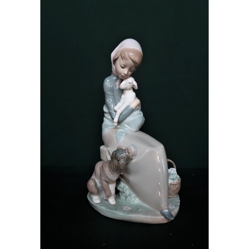 80 - Lladro figurine 1278 “Jealousy” H23cm and Lladro figurine 1052 Girl Feeding Goose and Lladro figurin... 