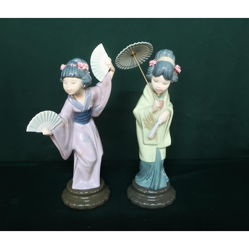 92 - Lladro figurine 4991 “Madame Butterfly” and Lladro figurine 4988 “Oriental Spring” H30cm.